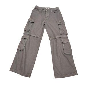 Pacsun Y2K Low Rise Grey Puddle Zip Off Wide Leg Baggy Cargo Pants